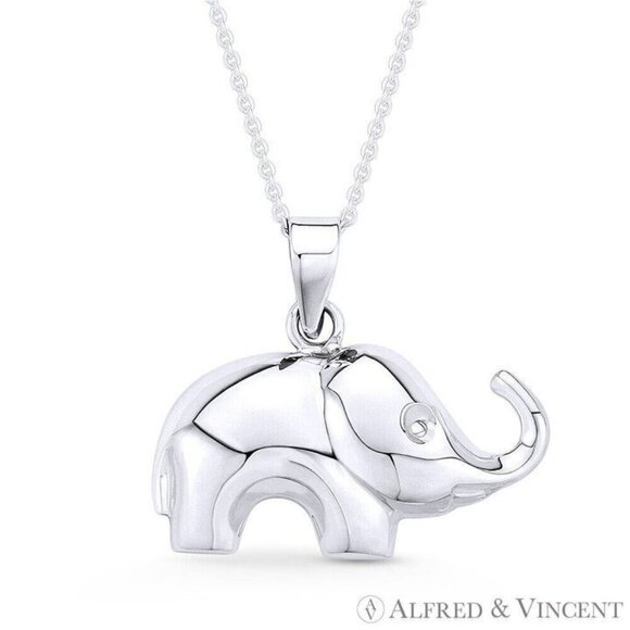 Elephant Animal Charm Pendant in .925 Sterling Silver - Picture 1 of 1